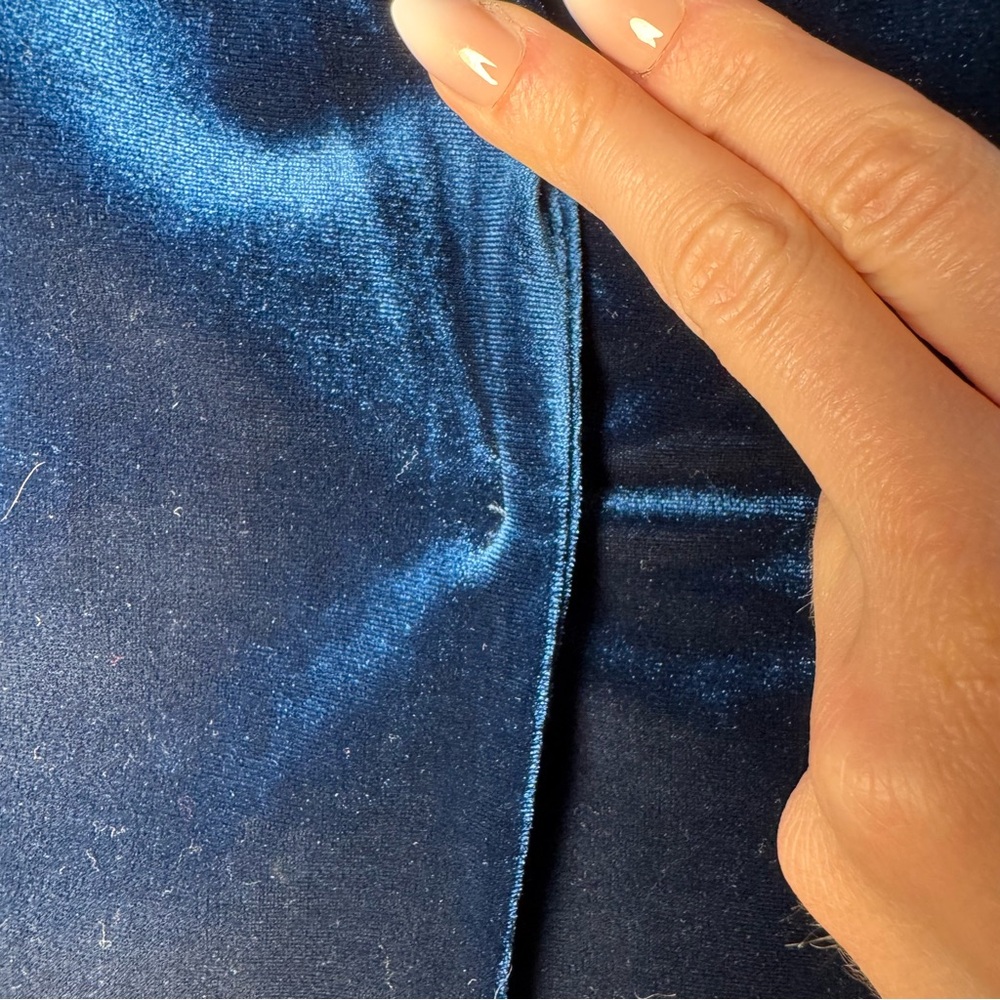Forever 21 Oversized Velvet Blazer Jacket Blue Cocktail Medium - Picture 5 of 14